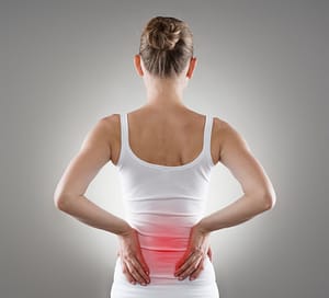 Women showing her Back Pain