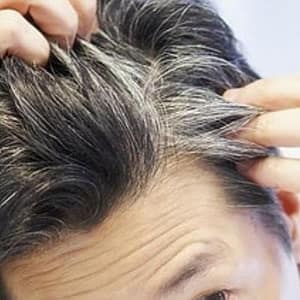 Men showing his graying hair