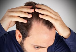 Men showing his hair loss
